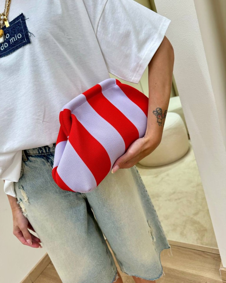 Pouch bag righe rosso e lilla Sticky Bestie Shop Online Pouch bag righe rosso e lilla Sticky Bestie