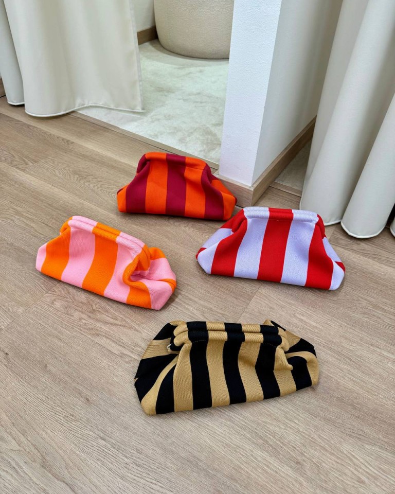 Pouch bag righe rosa e arancio Sticky Bestie Shop Online Pouch bag righe rosa e arancio Sticky Bestie