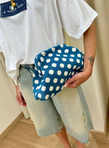 Shop Online Pouch bag pois petrolio e burro Sticky Bestie
