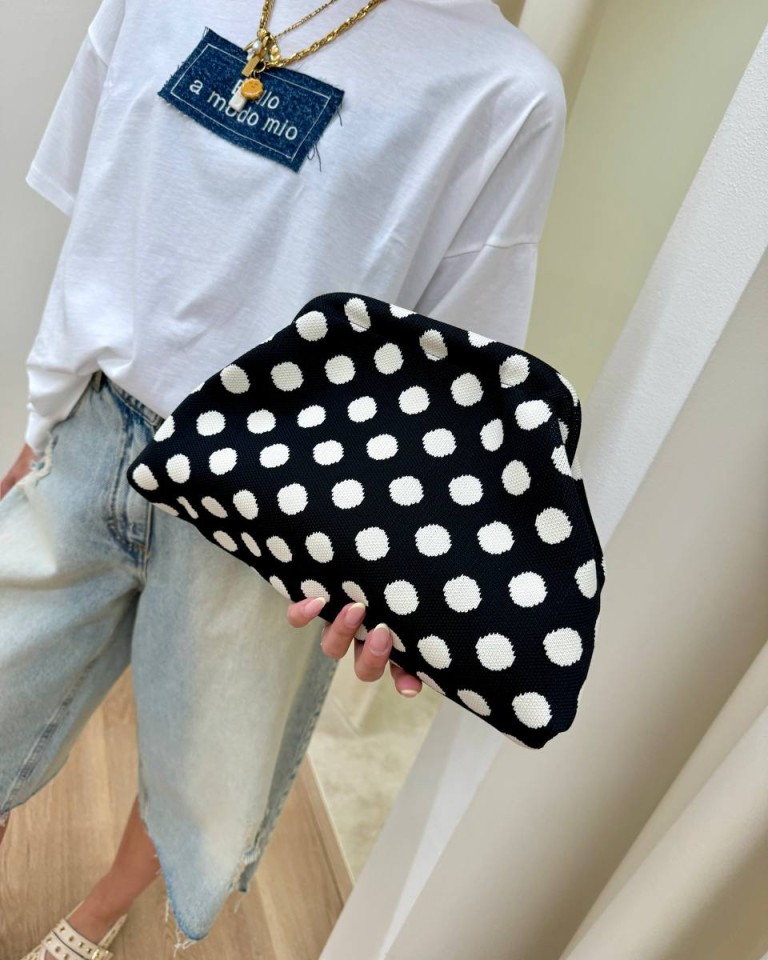 Pouch bag pois nera e burro Sticky Bestie Shop Online Pouch bag pois nera e burro Sticky Bestie