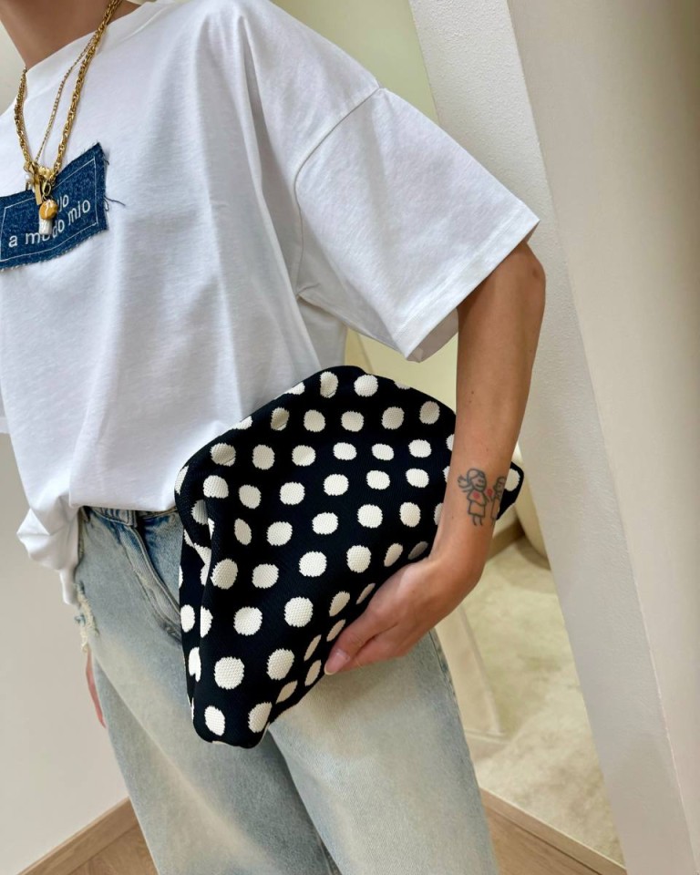 Pouch bag pois nera e burro Sticky Bestie Shop Online Pouch bag pois nera e burro Sticky Bestie