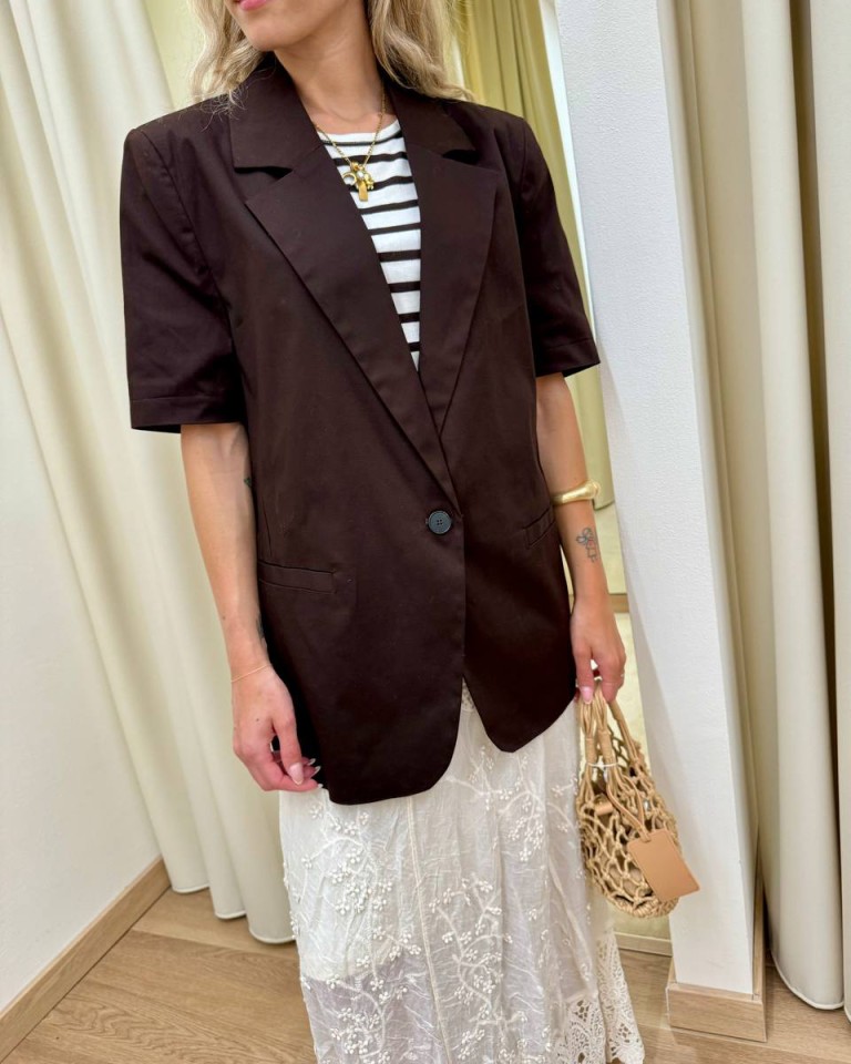 Giacca mezza manica cotone moro Vicolo Shop Online Giacca mezza manica cotone moro Vicolo