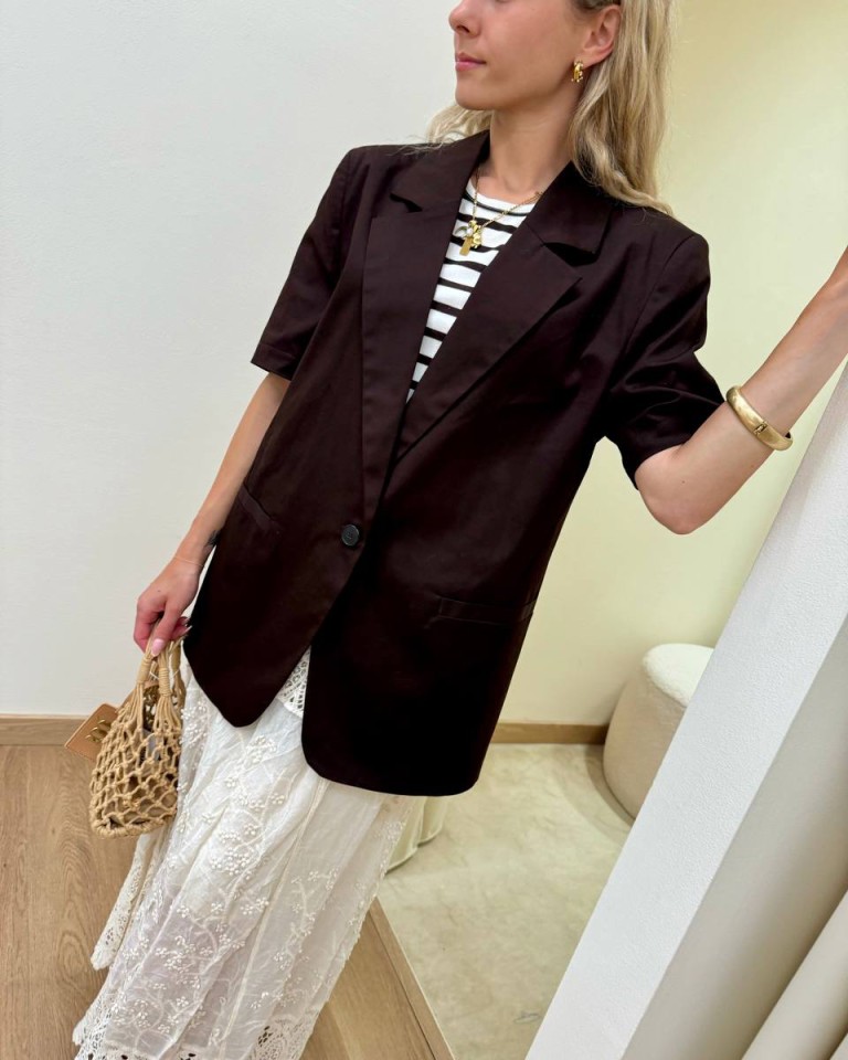 Giacca mezza manica cotone moro Vicolo Shop Online Giacca mezza manica cotone moro Vicolo
