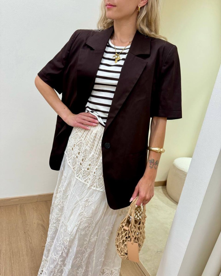 Giacca mezza manica cotone moro Vicolo Shop Online Giacca mezza manica cotone moro Vicolo