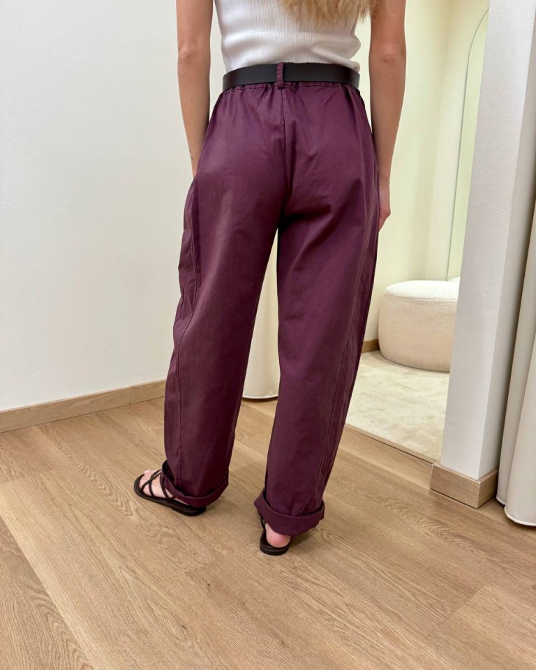 Pantalone barrel vino con cintura Susy Mix Shop Online Pantalone barrel vino con cintura Susy Mix
