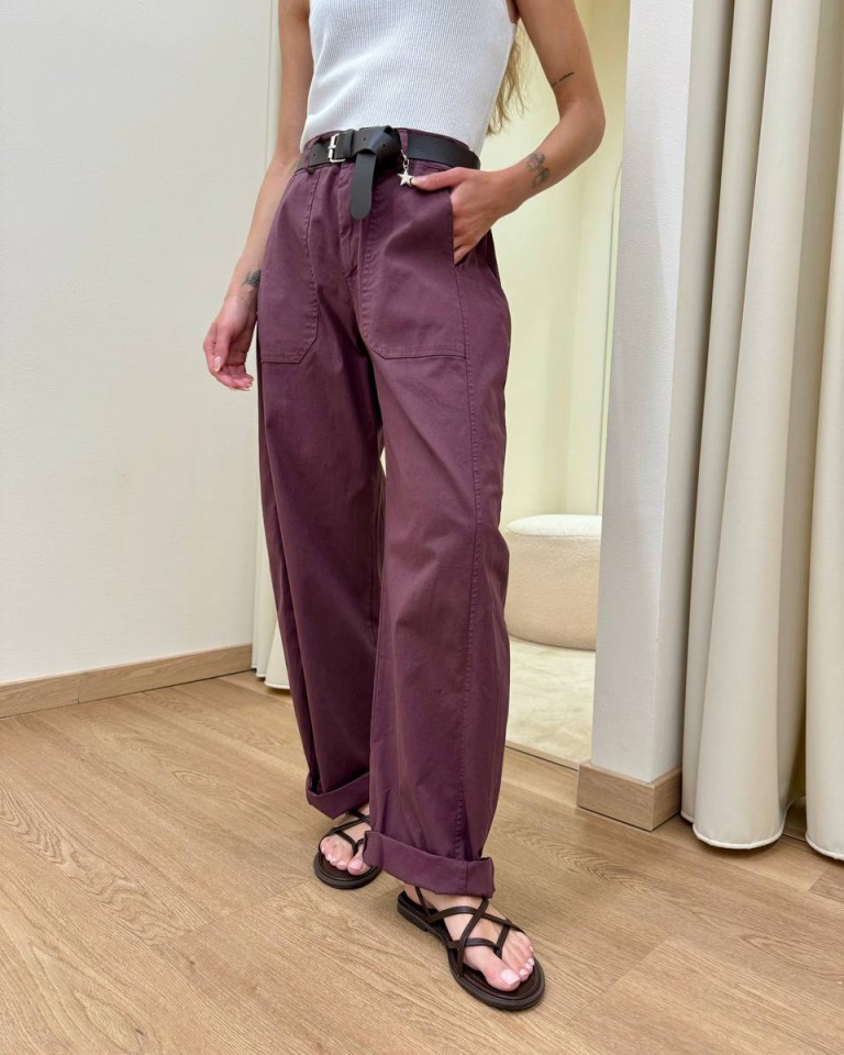 Pantalone barrel vino con cintura Susy Mix Shop Online Pantalone barrel vino con cintura Susy Mix