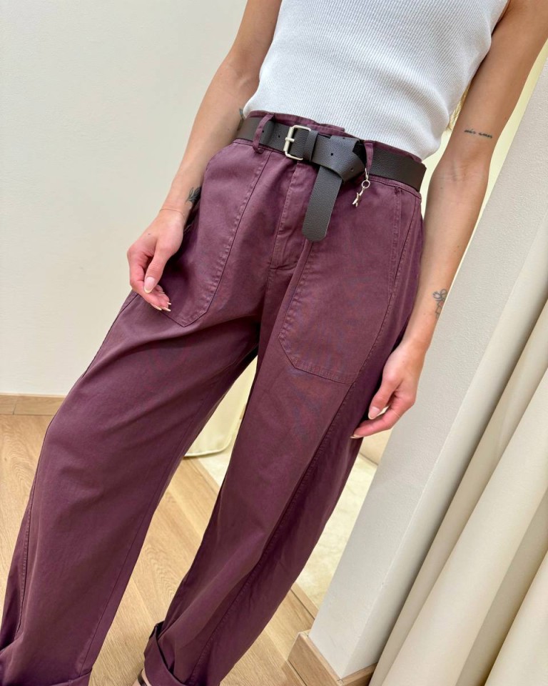 Pantalone barrel vino con cintura Susy Mix Shop Online Pantalone barrel vino con cintura Susy Mix
