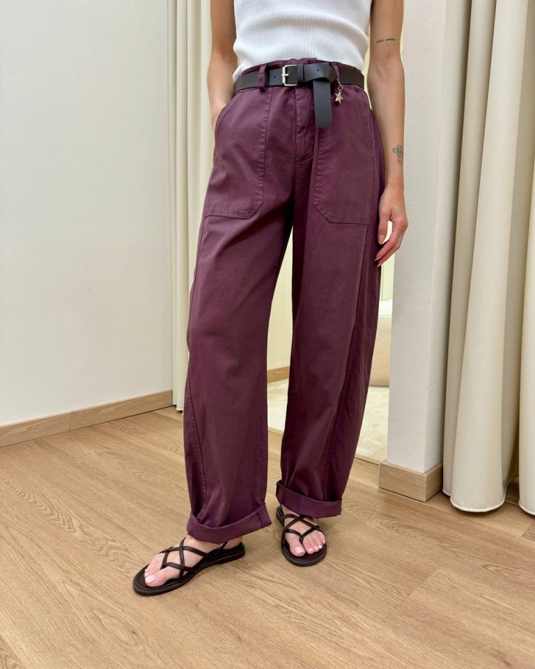 Pantalone barrel vino con cintura Susy Mix Shop Online Pantalone barrel vino con cintura Susy Mix