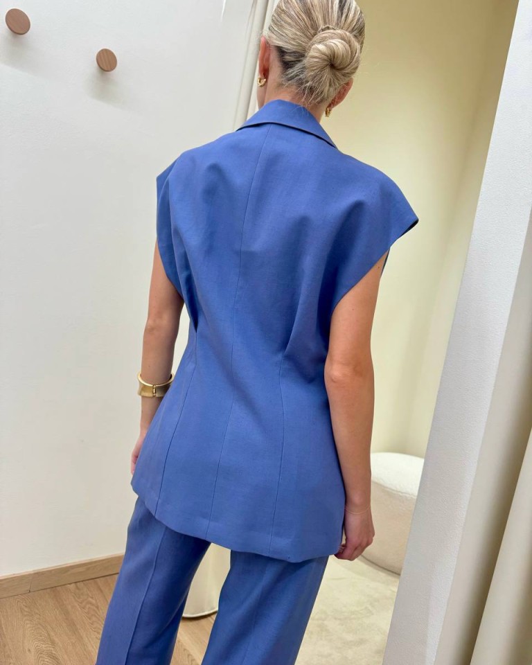 Giacca avvitata manica corta indaco Vicolo Shop Online Giacca avvitata manica corta indaco Vicolo