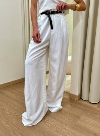 Shop Online Pantalone con pince e cintura bianco HaveOne