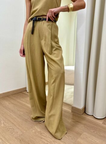 Shop Online Pantalone con pince e cintura cammello HaveOne