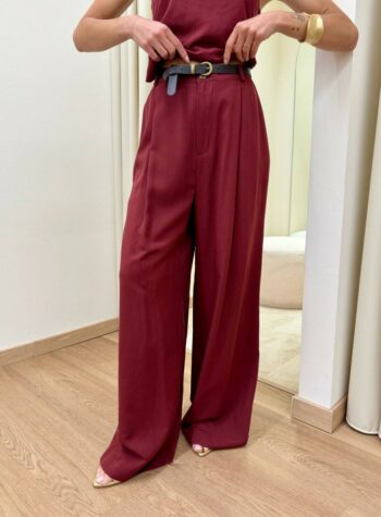 Shop Online Pantalone con pince e cintura bordeaux HaveOne