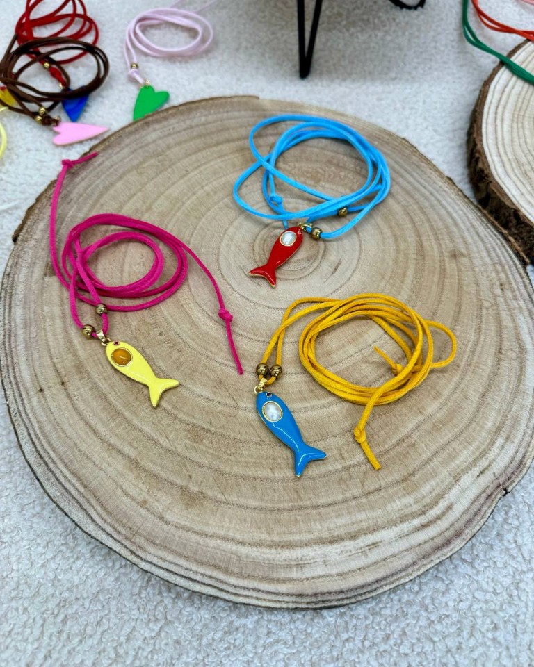 Choker giallo sardina azzurra Shop Online Choker giallo sardina azzurra