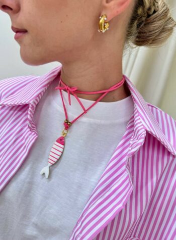 Shop Online Choker fucsia pesce a righe