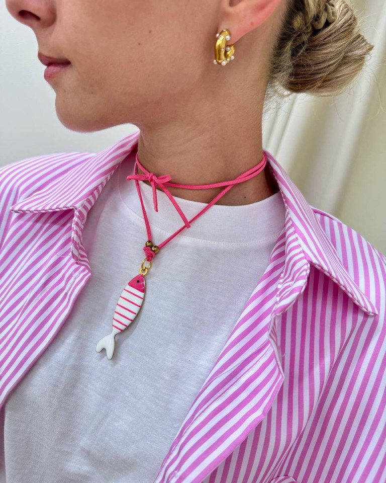 Choker fucsia pesce a righe Shop Online Choker fucsia pesce a righe