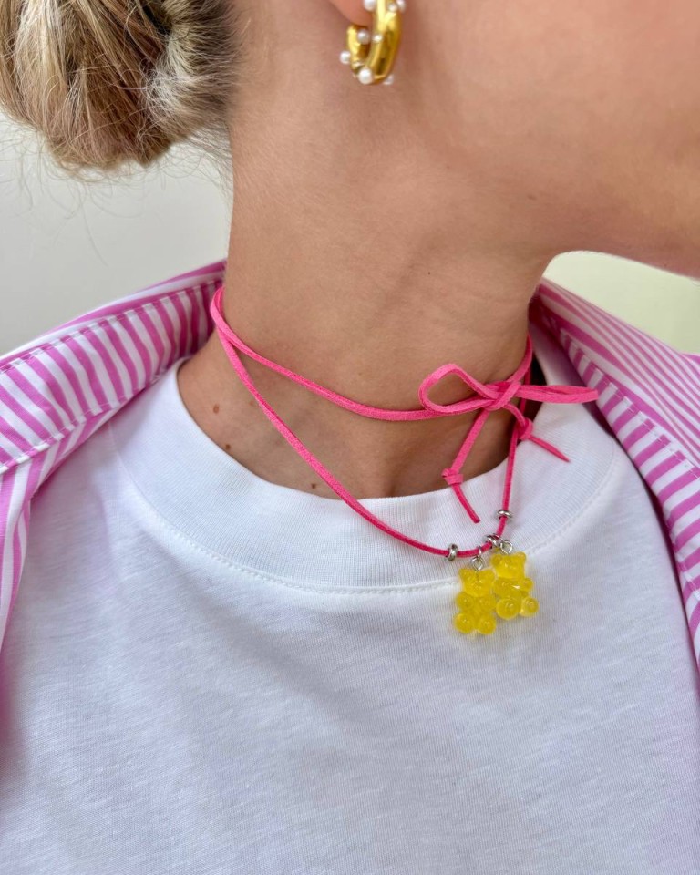 Choker rosa orsetti gialli Shop Online Choker rosa orsetti gialli