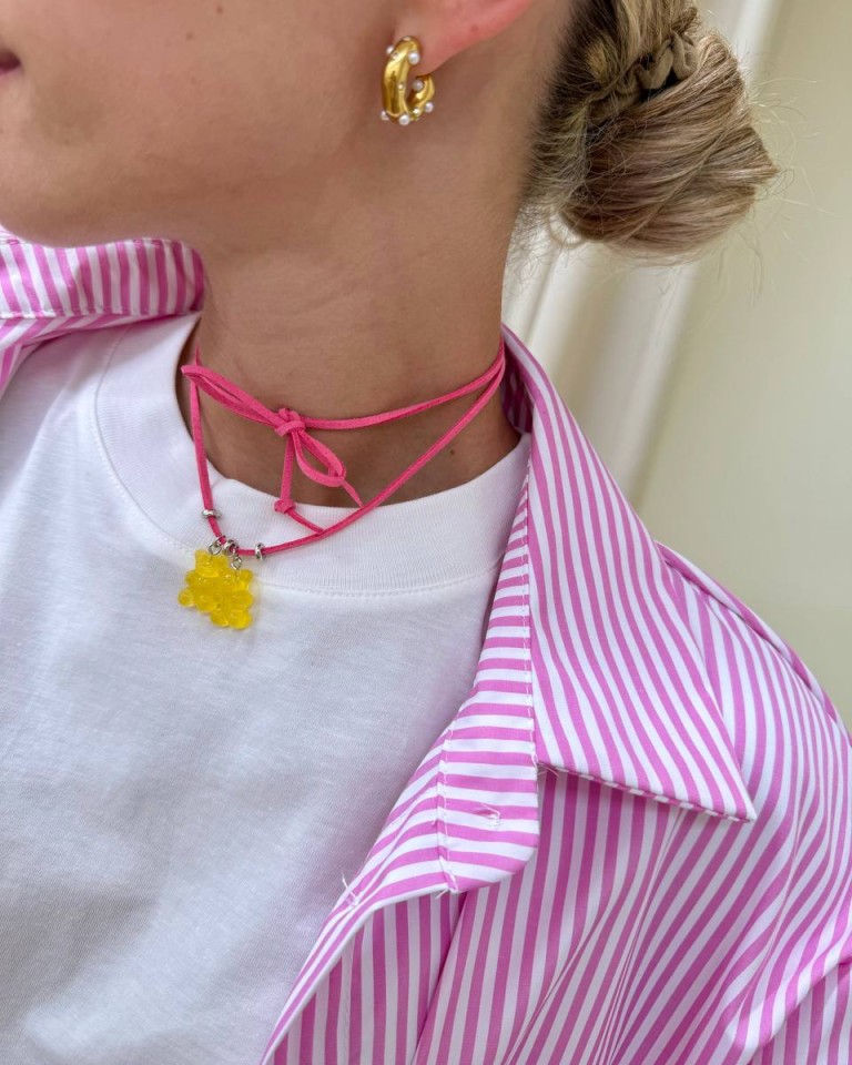 Choker rosa orsetti gialli Shop Online Choker rosa orsetti gialli