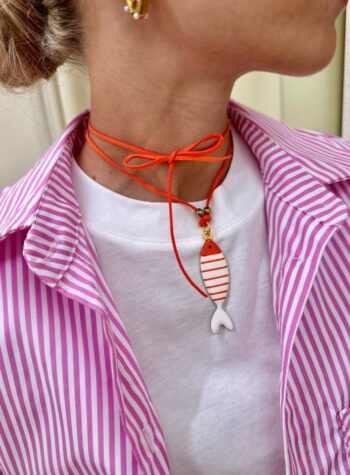 Shop Online Choker arancio pesce a righe