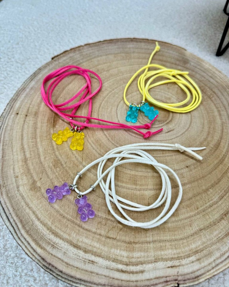 Choker bianco orsetti lilla Shop Online Choker bianco orsetti lilla