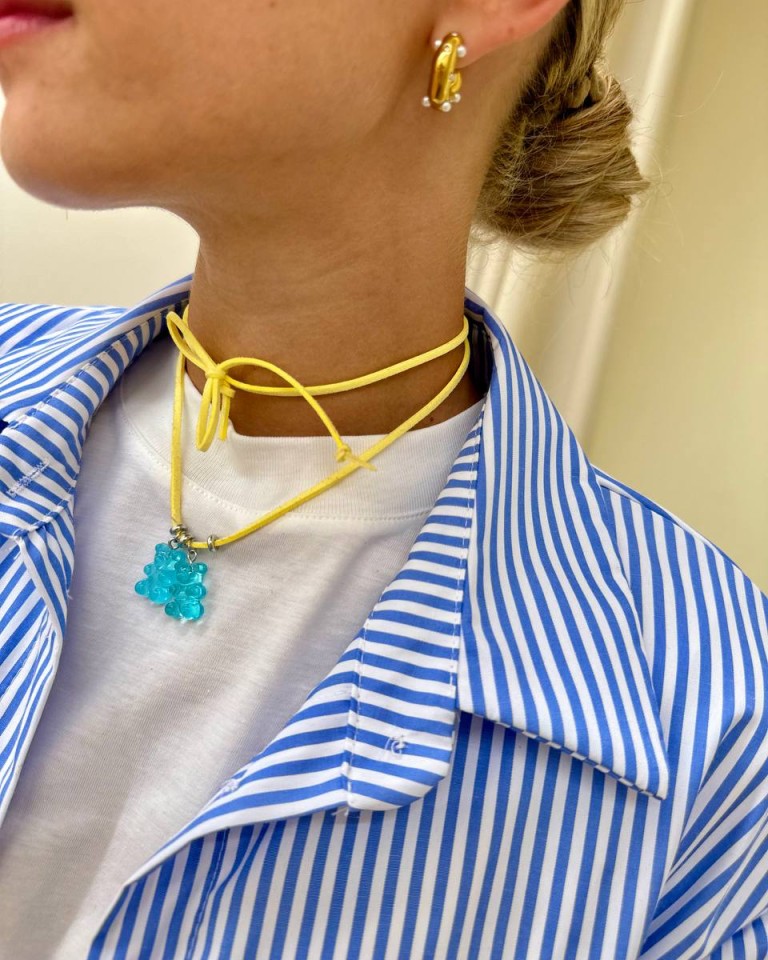 Choker giallo orsetti azzurri Shop Online Choker giallo orsetti azzurri