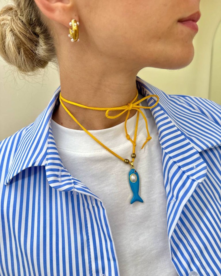 Choker giallo sardina azzurra Shop Online Choker giallo sardina azzurra