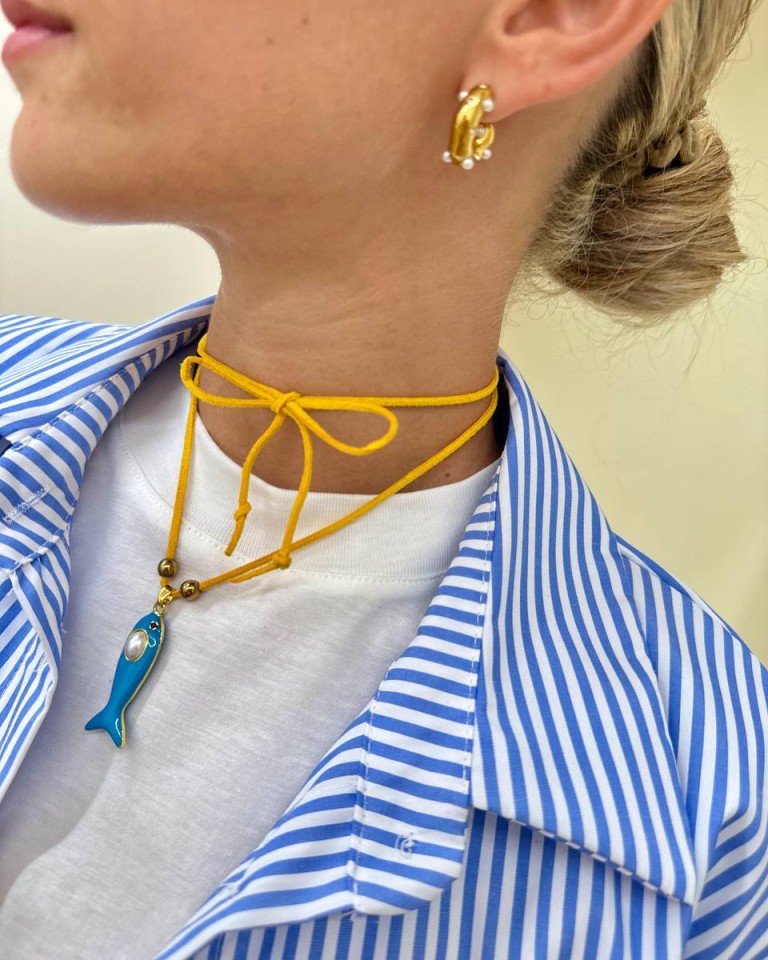 Choker giallo sardina azzurra Shop Online Choker giallo sardina azzurra