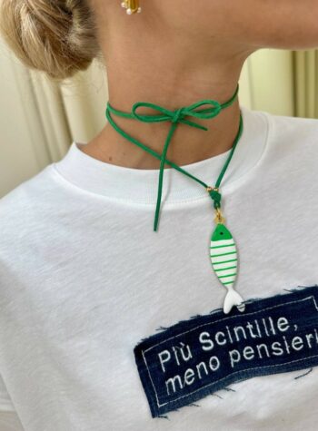 Shop Online Choker verde pesce a righe