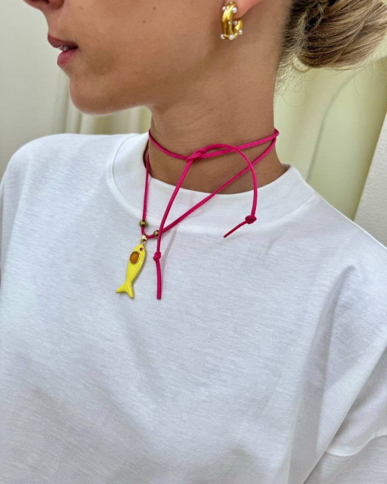 Choker fucsia sardina gialla Shop Online Choker fucsia sardina gialla