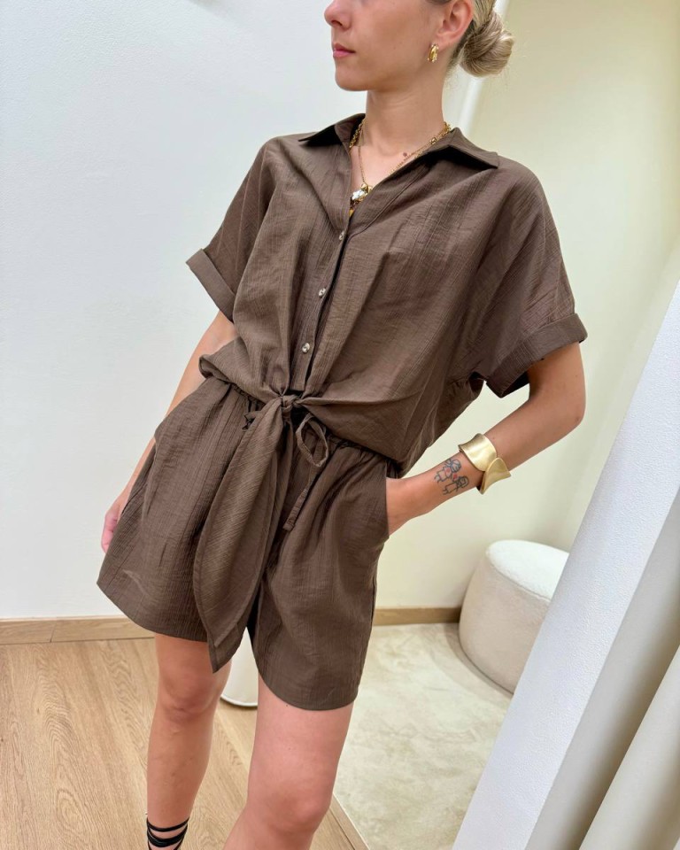 Camicia manica corta con nodo moro HaveOne Shop Online Camicia manica corta con nodo moro HaveOne