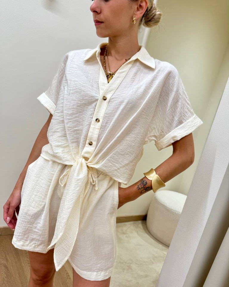 Camicia manica corta con nodo burro HaveOne Shop Online Camicia manica corta con nodo burro HaveOne