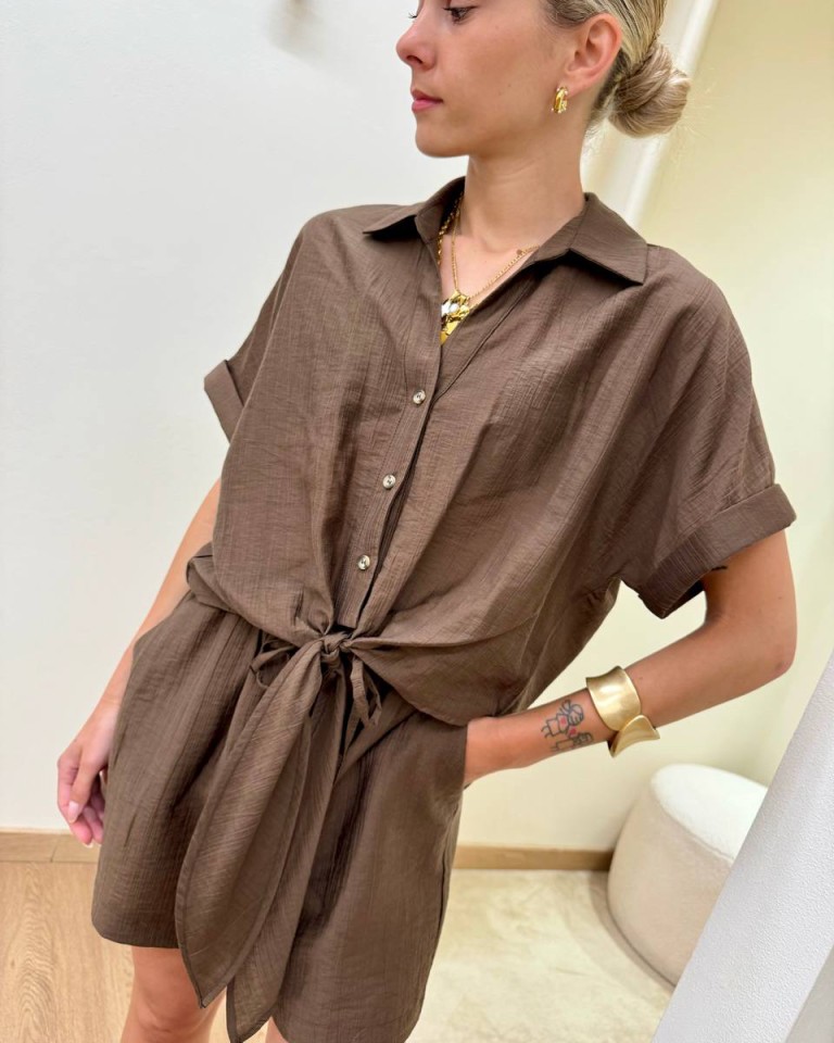 Camicia manica corta con nodo moro HaveOne Shop Online Camicia manica corta con nodo moro HaveOne