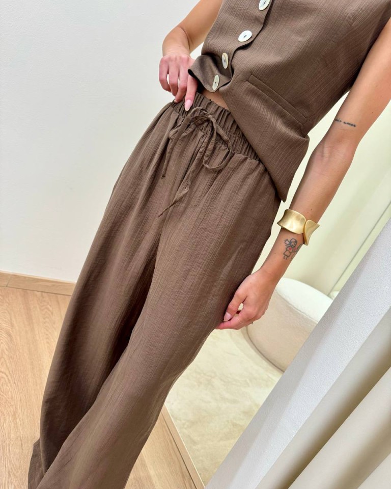 Pantalone palazzo effetto stropicciato moro HaveOne Shop Online Pantalone palazzo effetto stropicciato moro HaveOne