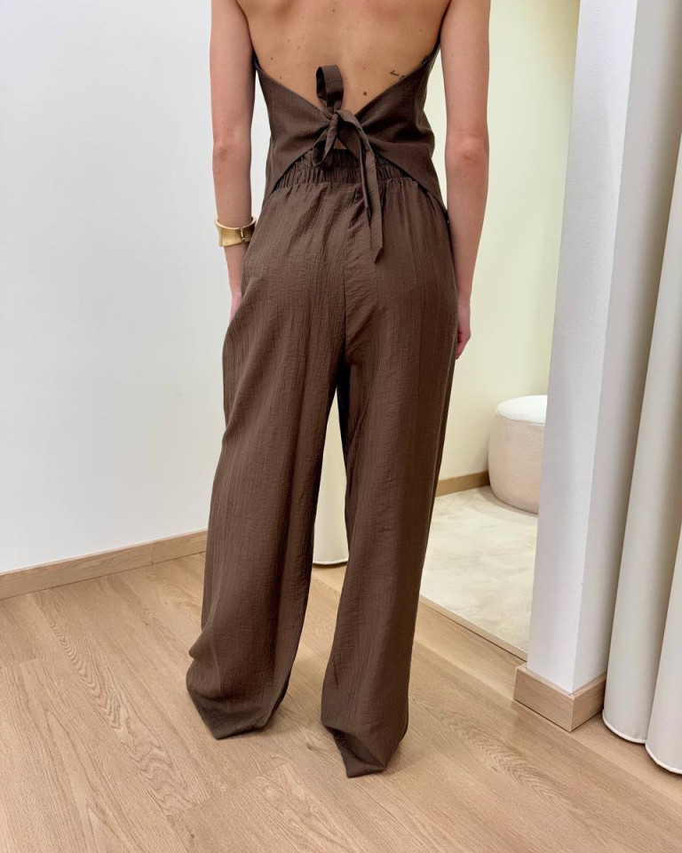 Pantalone palazzo effetto stropicciato moro HaveOne Shop Online Pantalone palazzo effetto stropicciato moro HaveOne