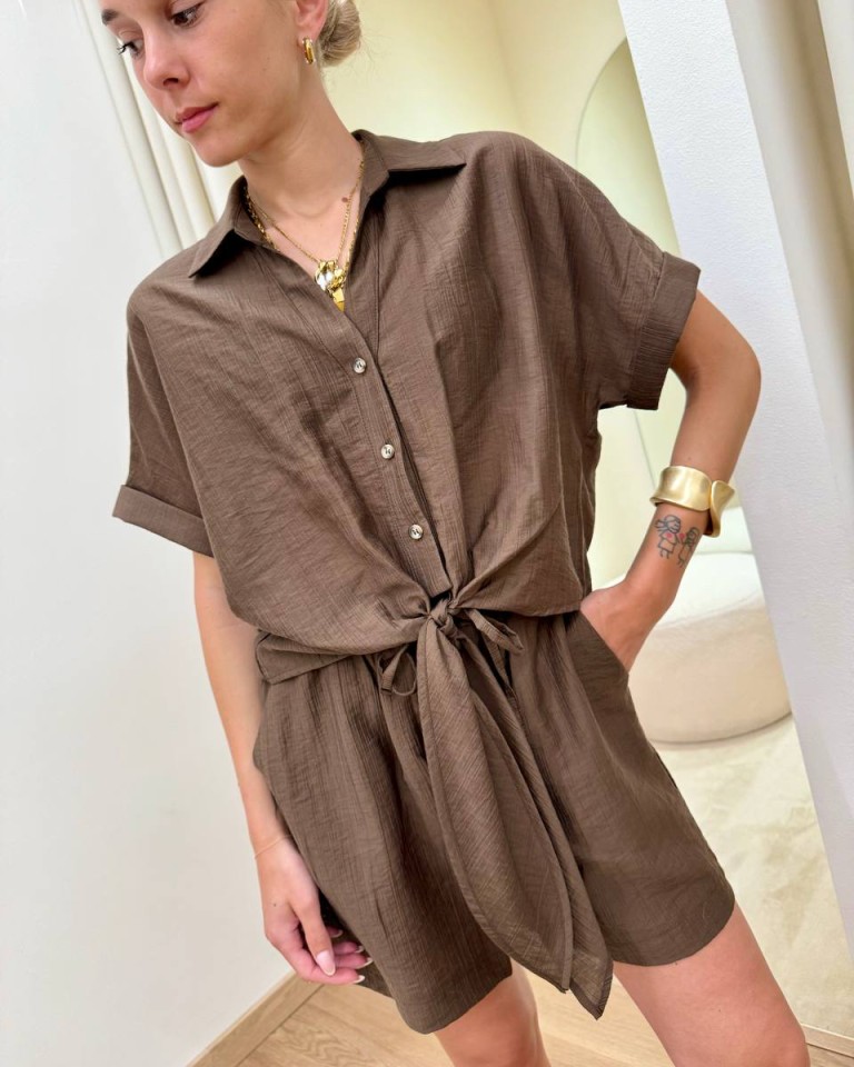 Camicia manica corta con nodo moro HaveOne Shop Online Camicia manica corta con nodo moro HaveOne