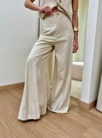 Shop Online Pantalone cannone laterale beige Vicolo