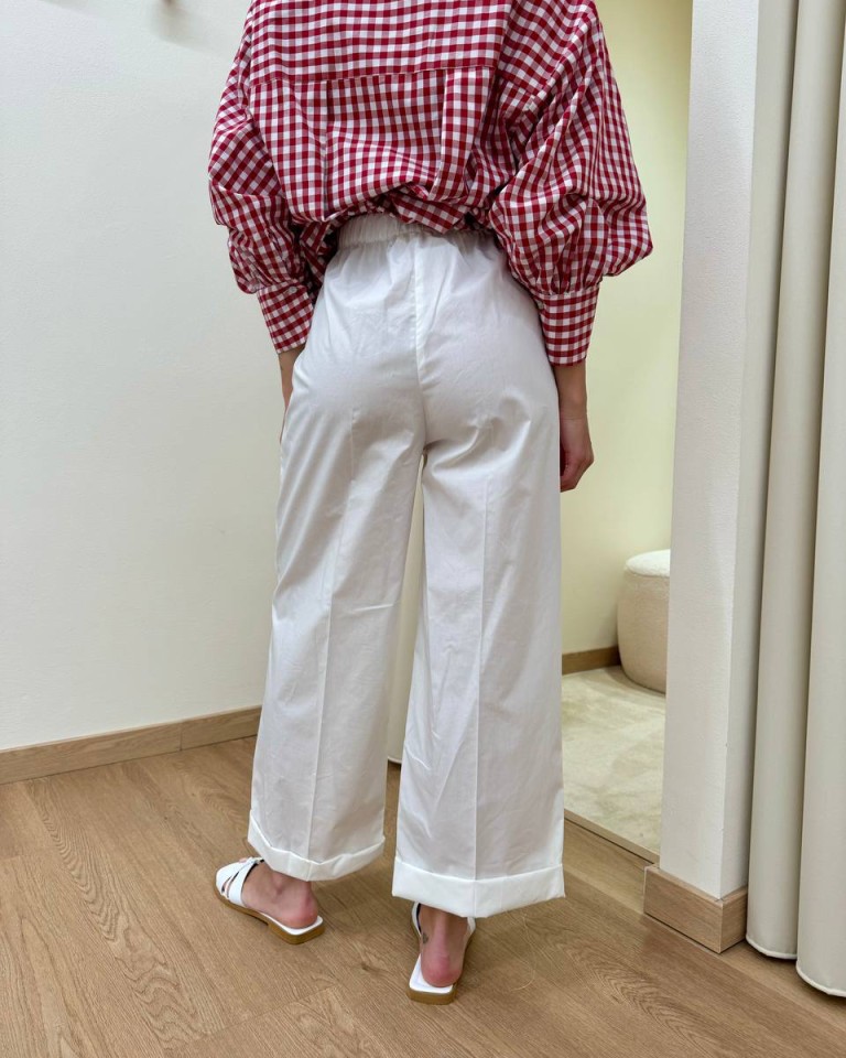 Pantalone palazzo con pinces bianco Vicolo Shop Online Pantalone palazzo con pinces bianco Vicolo