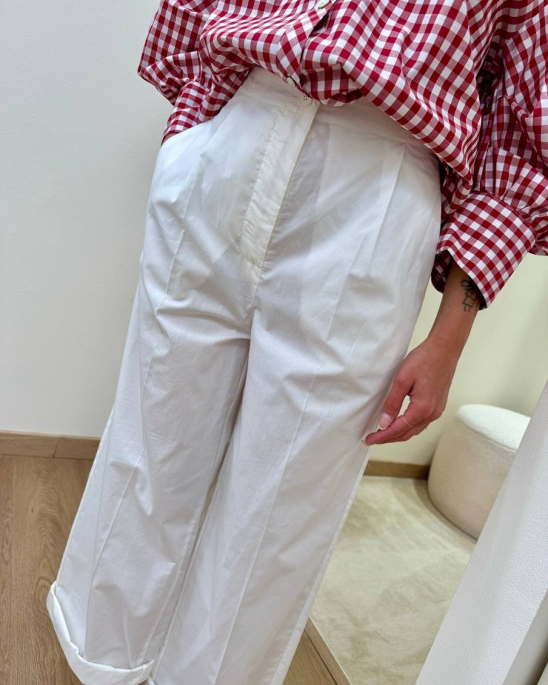 Pantalone palazzo con pinces bianco Vicolo Shop Online Pantalone palazzo con pinces bianco Vicolo
