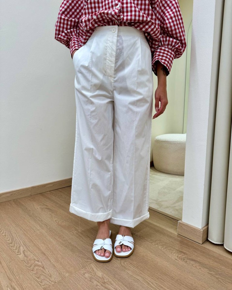 Pantalone palazzo con pinces bianco Vicolo Shop Online Pantalone palazzo con pinces bianco Vicolo