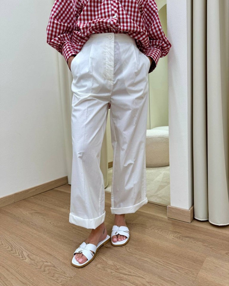 Pantalone palazzo con pinces bianco Vicolo Shop Online Pantalone palazzo con pinces bianco Vicolo