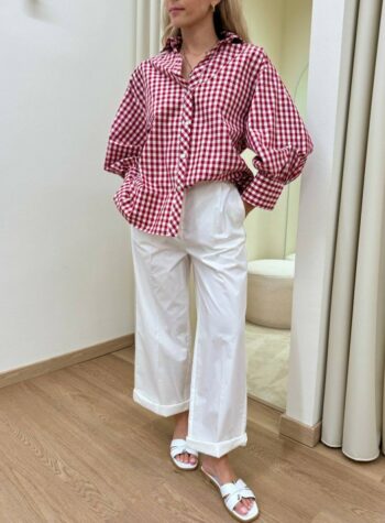 Shop Online Pantalone palazzo con pinces bianco Vicolo
