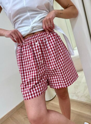Shop Online Shorts Vichy rosso e bianco Vicolo