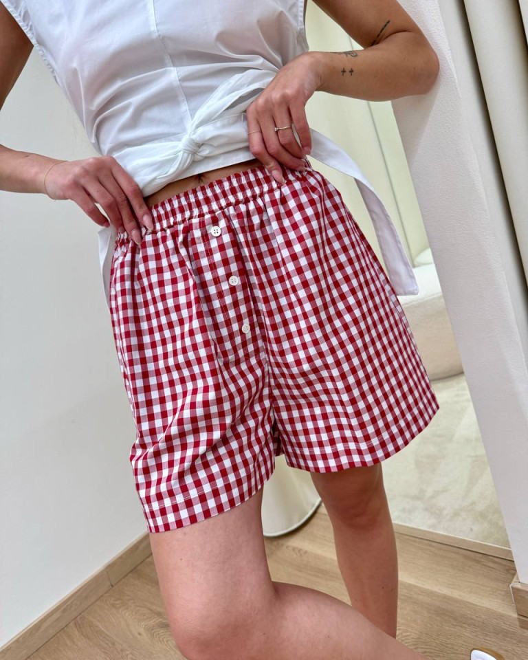 Shorts Vichy rosso e bianco Vicolo Shop Online Shorts Vichy rosso e bianco Vicolo