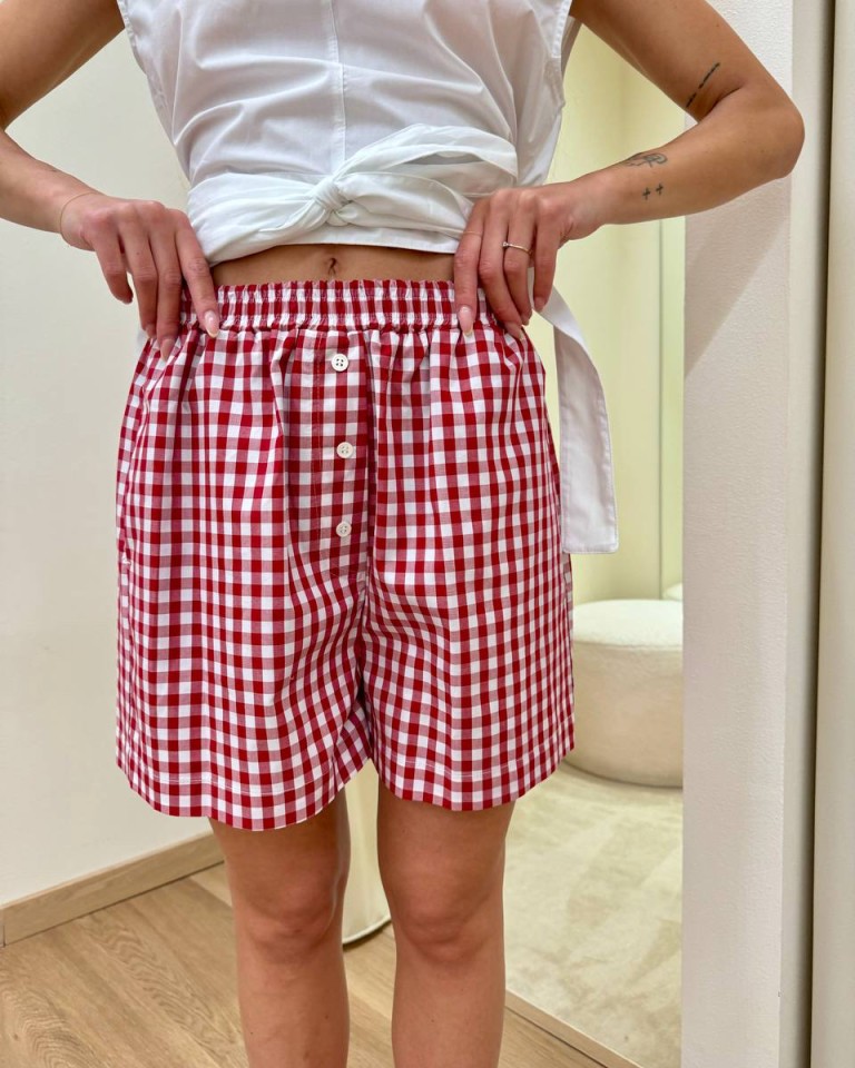 Shorts Vichy rosso e bianco Vicolo Shop Online Shorts Vichy rosso e bianco Vicolo