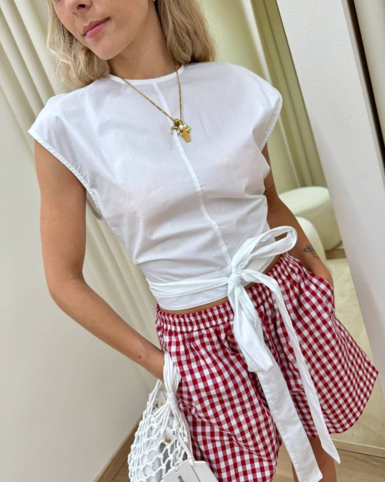 Top crop con nastri bianco Vicolo Shop Online Top crop con nastri bianco Vicolo