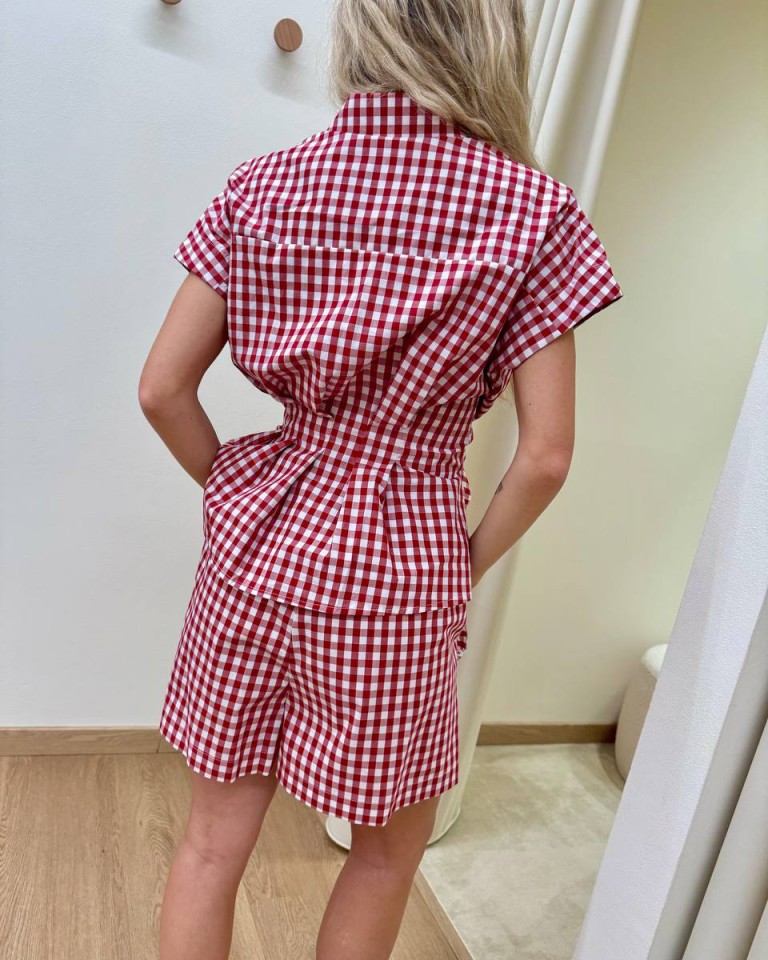 Top camicia Vichy rosso e bianco Vicolo Shop Online Top camicia Vichy rosso e bianco Vicolo