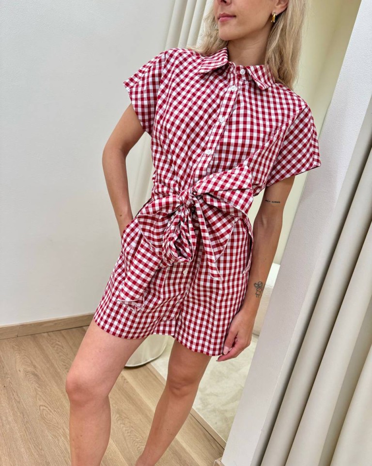Top camicia Vichy rosso e bianco Vicolo Shop Online Top camicia Vichy rosso e bianco Vicolo