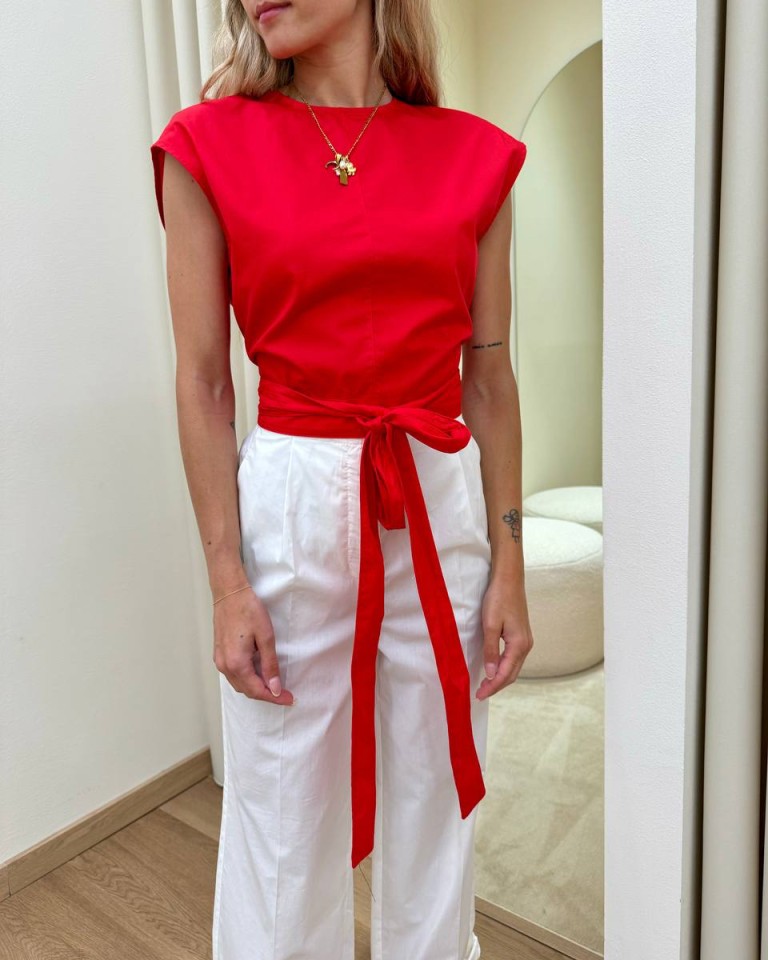 Top crop con nastri rosso Vicolo Shop Online Top crop con nastri rosso Vicolo