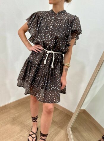 Shop Online Vestito chemisier con balza moro pois Susy Mix