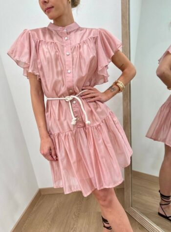 Shop Online Vestito chemisier con balza rosa antico Susy Mix