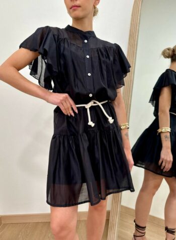 Shop Online Vestito chemisier con balza nero Susy Mix